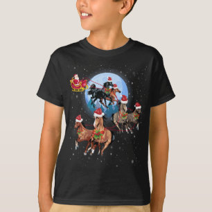 Camiseta Caballo dibujado Sleigh Montando Santa Claus Xmas 