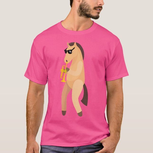 Camiseta Caballo divertido con gafas de sol jugando a la Tr (Anverso)