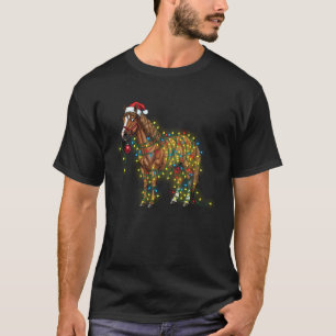 Camiseta Caballo Divertido Enredado en Luces de Navidad con