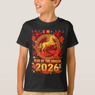 Camiseta Caballo Dorado Año Nuevo Chino 2026 Dragón Zodíaco