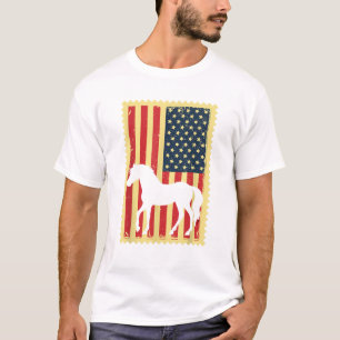 Camiseta Caballo EEUU Bandera Americana 4 de Julio Eque Pat