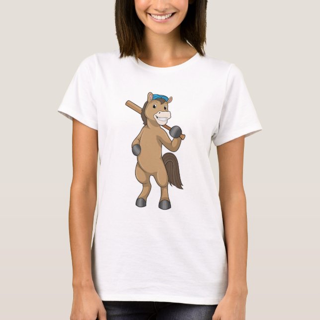 Camiseta Caballo en béisbol con bate de béisbol (Anverso)