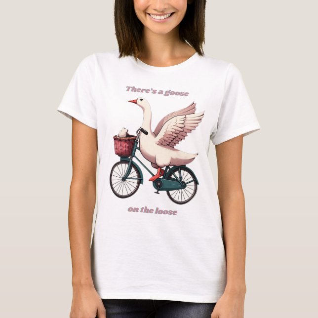 Camiseta Caballo en la Loose montando una bicicleta, damas  (Anverso)