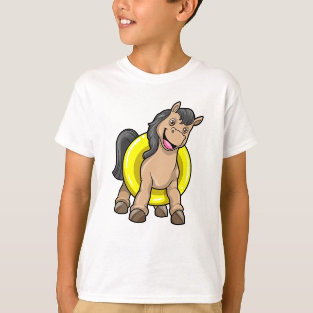 Camiseta Caballo en la playa con anillo de natación (Anverso)