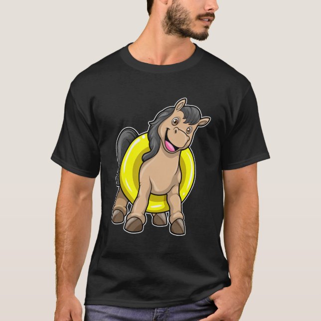 Camiseta Caballo en la playa con anillo de natación (Anverso)