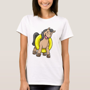 Camiseta Caballo en la playa con anillo de natación