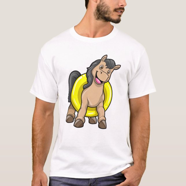 Camiseta Caballo en la playa con anillo de natación (Anverso)