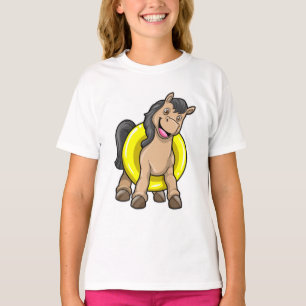 Camiseta Caballo en la playa con anillo de natación