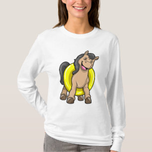 Camiseta Caballo en la playa con anillo de natación