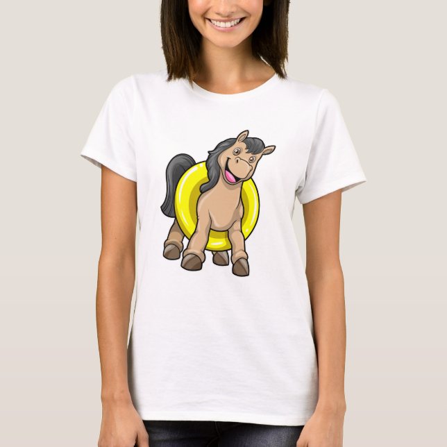 Camiseta Caballo en la playa con anillo de natación (Anverso)