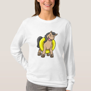 Camiseta Caballo en la playa con anillo de natación