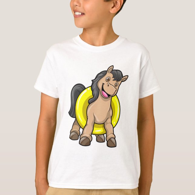 Camiseta Caballo en la playa con anillo de natación (Anverso)