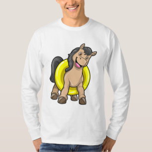 Camiseta Caballo en la playa con anillo de natación