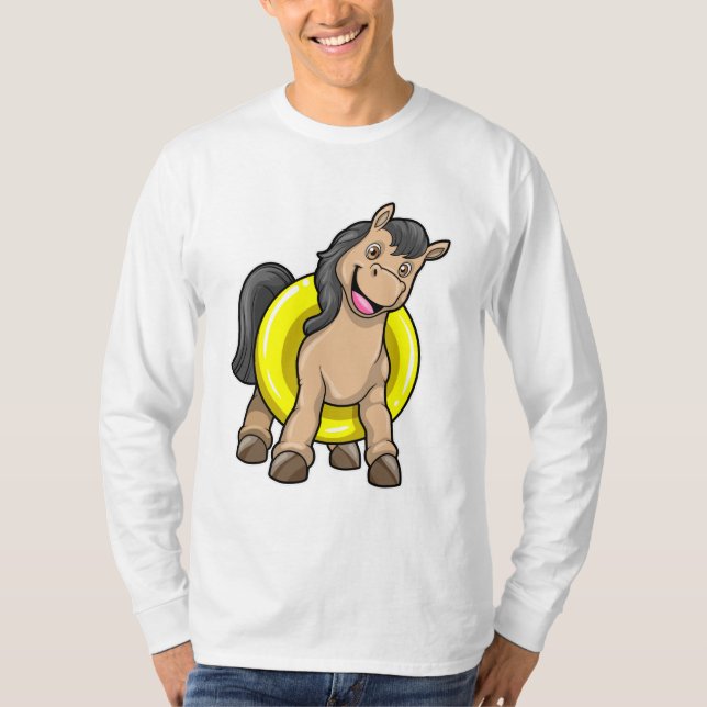 Camiseta Caballo en la playa con anillo de natación (Anverso)
