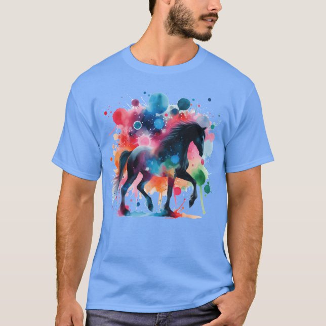 Camiseta caballo en un diseño colorido divertido (Anverso)