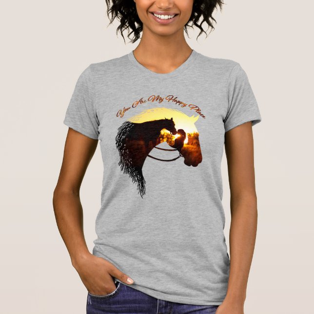 Camiseta Caballo, eres mi lugar feliz, hembra amante del ca (Anverso)