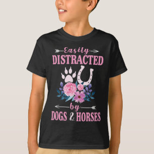 Camiseta Caballo fácilmente distraído por perros y caballos