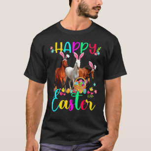 Camiseta Caballo Feliz Pascua Tres Caballos con Orejas de