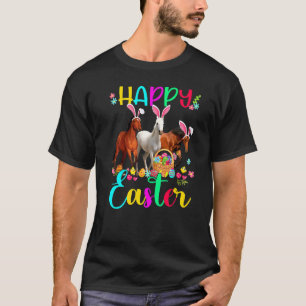 Camiseta Caballo Feliz Pascua Tres Caballos con Orejas de C