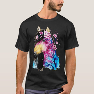 Camiseta Caballo Floral Felicidad Acuarela Retro Granja Ani