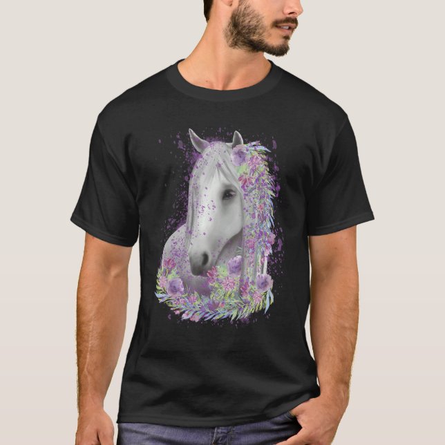 Camiseta Caballo Flores de Caballo Caballo de Caballo (Anverso)