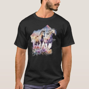 Camiseta Caballo Flores Salvaje Melena Boho Occidental Sure