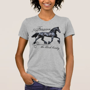 Camiseta Caballo frisio, la belleza negra, semental, plata