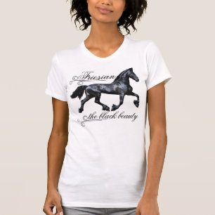 Camiseta Caballo frisón, belleza negra, semental, blanco