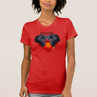 Camiseta Caballo frisón/estallido frisón negro/corazón rojo