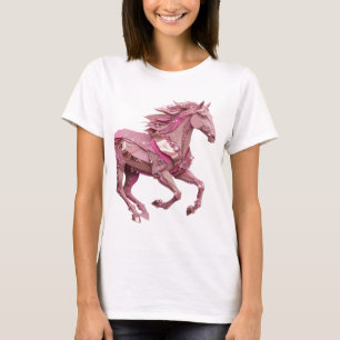 Camiseta Caballo glamuroso rosa plateado diseño atrevido