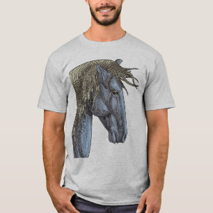 Camiseta Caballo gris majestuoso con melena fluida