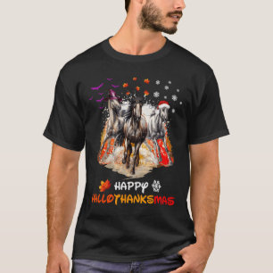 Camiseta Caballo Halloween Y Feliz Navidad Feliz Hallotha