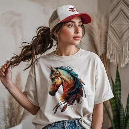 Camiseta Caballo Hermoso con Plumas
