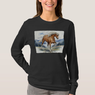 Camiseta Caballo islandés Edda Silver bay en las montañas S