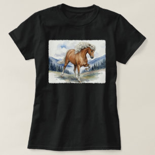 Camiseta Caballo islandés Edda Silver bay en las montañas S
