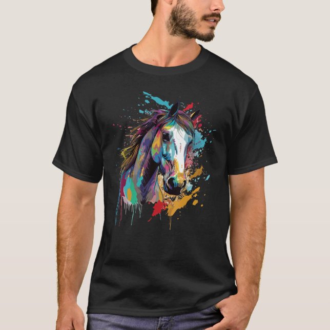 Camiseta Caballo Kuda Padi Salpicadura Colorida (Anverso)