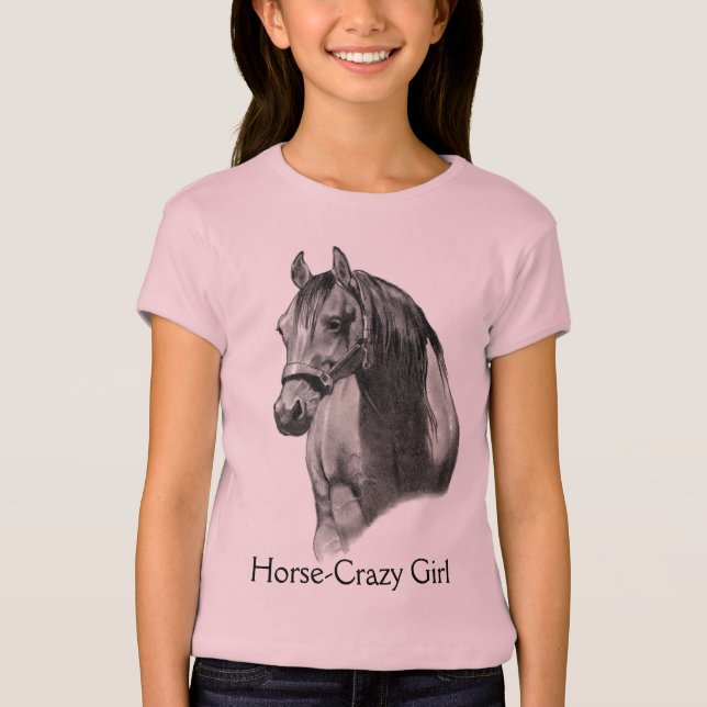 CAMISETA CABALLO: LÁPIZ: HORSE-CRAZY: CHICA (Anverso)