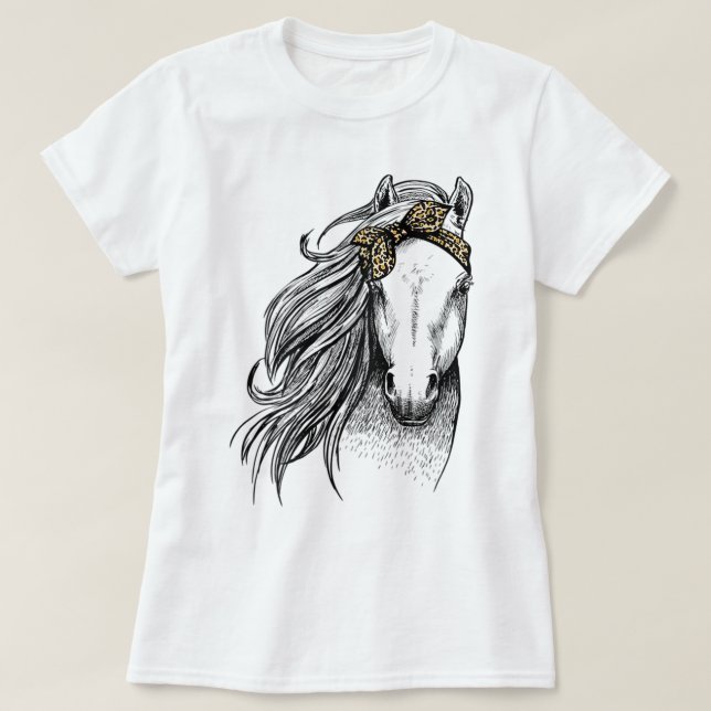 Camiseta Caballo Leopard Face Horseback Riding Lover Gi (Diseño del anverso)