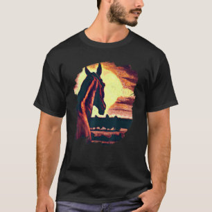 Camiseta Caballo Llamas al atardecer Vintage Retro Caballo
