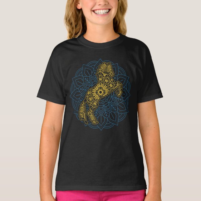 Camiseta Caballo Lover ecuestre montando caballos Mandala (Anverso)