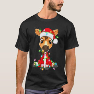 Camiseta Caballo Luces de Navidad Disfraz de Santa Animal A