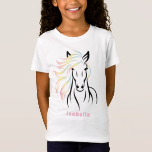Camiseta Caballo majestuoso con colorido mango flotante