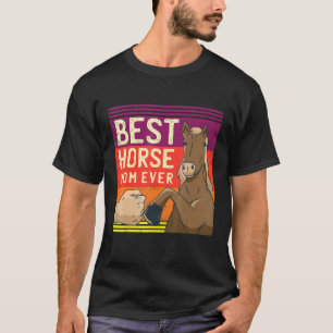 Camiseta Caballo Mamá Mejor Caballos Montando Hors Retro Ec