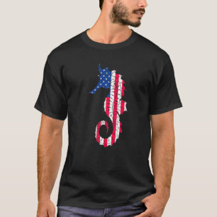 Camiseta Caballo Marino Bandera Americana Patriótica 4 De J