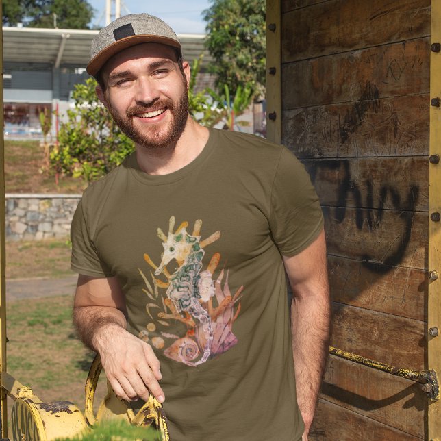 Camiseta Caballo marino con ramo de hojas marinas (Subido por el creador)