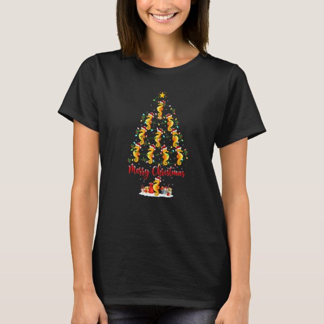 Camiseta Caballo marino Fish Christmas Tree Lights Seahorse (Anverso)