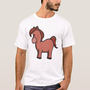 Camiseta Caballo Marrón Bonito Poni Kawaii Dibujo Animado