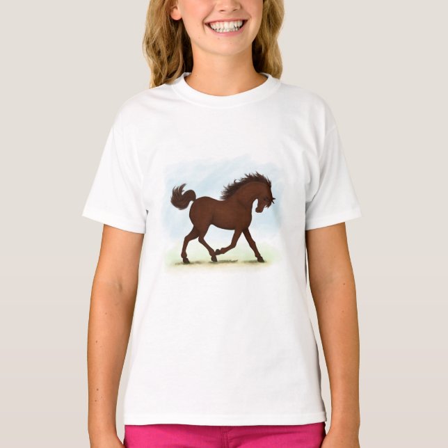 Camiseta Caballo marrón castaño ecuestre (Anverso)