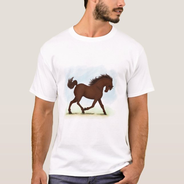 Camiseta Caballo marrón castaño ecuestre (Anverso)
