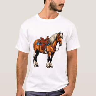 Camiseta Caballo Marrón Con Silla
